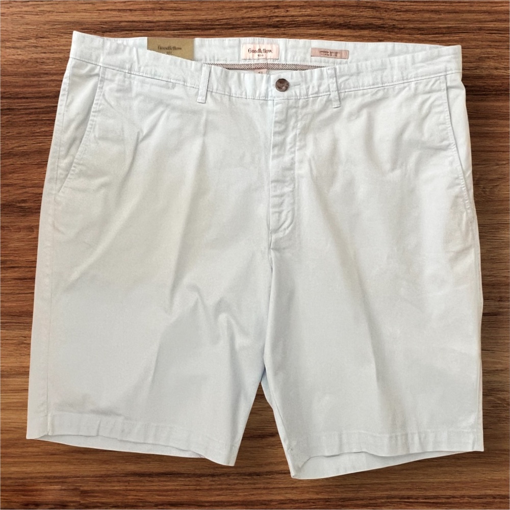 Goodfellow & Co Size 42 Linden Cotton Chino Short Light Blue Flat Front NWT